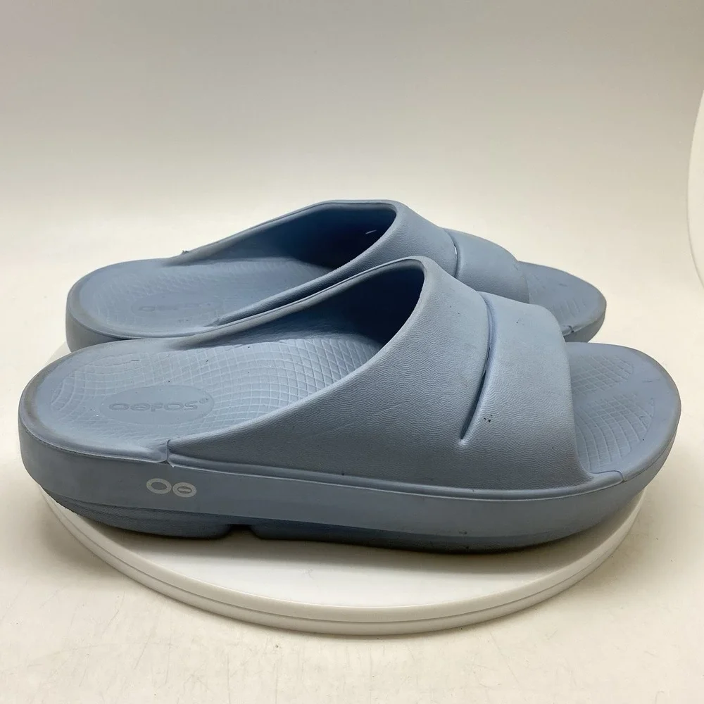 Oofos OOahh Sport Sandals Mens 8 Womens 10‎ Blue Open Slip On Recovery Rubber